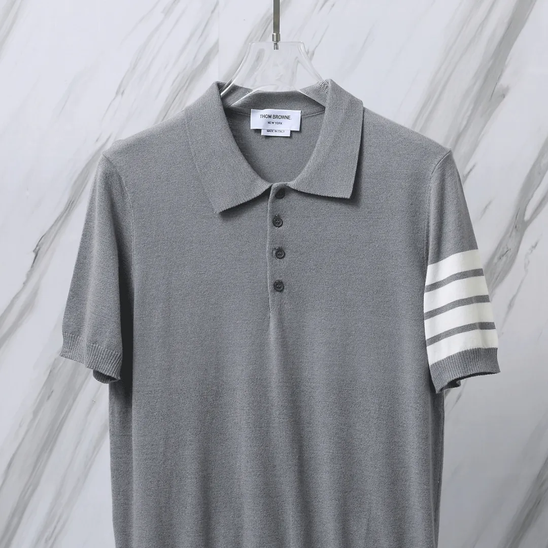 ：M 26（TB POLO ） THOM BROWNE TB POLO Classic Breathable Authentic Quality + Authentic + Same Style Size：0/1/2/3/4 ：White/Black/Navy Blue/Light Gray/Dark Gray